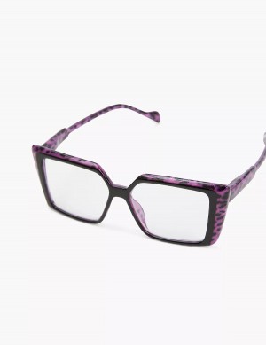 Lane Bryant Black & Purple Cheetah Print Cateye Reading Occhiali Donna Viola | GMV98LG