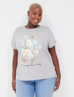 Lane Bryant Bloom Wildly Graphic Tee Magliette Donna Grigie | VAN9219YN