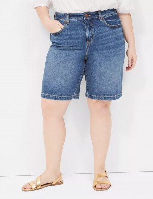 Lane Bryant Boyfriend Fit Bermuda Jean Pantaloncini Donna Blu | ZXE7682PR