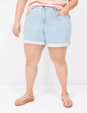 Lane Bryant Boyfriend Fit Midi Jean Pantaloncini Donna Blu Chiaro | GTE132BP