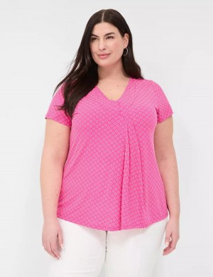 Lane Bryant Cap-Sleeve Pleat-Front Top Magliette Donna Rosa | SOZ1174KD