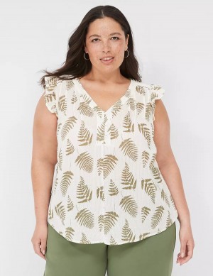 Lane Bryant Cap-Sleeve Woven & Knit Top Magliette Donna Verdi | HIU2664XX