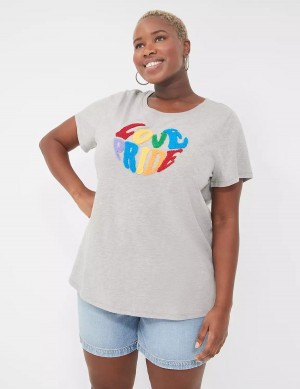 Lane Bryant Chenille Love Pride Graphic Tee Magliette Donna Grigie Chiaro | FKP8964PP