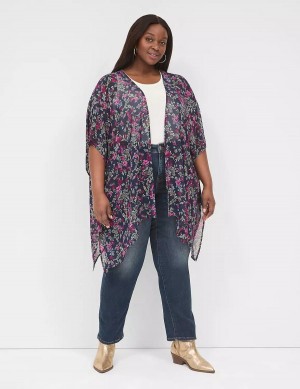 Lane Bryant Chiffon Overpiece Vestaglia Donna Blu Marino | DAL8491YM