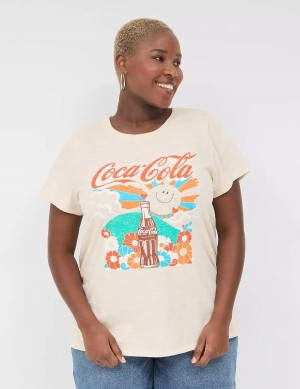 Lane Bryant Coca-Cola Graphic Tee Magliette Donna Crema Bianche | DFW6829XG