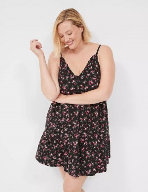 Lane Bryant Comfy Cotton Ruffle Chemise Vestito Donna Rosa Nere | IWD880FE