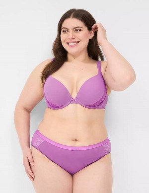 Lane Bryant Cotton Boost Plunge With Lace Bralette Donna Viola | PAW2017XO