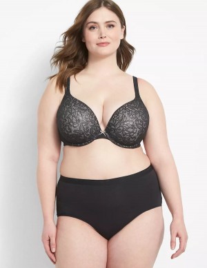 Lane Bryant Cotton Boost Plunge With Lace Bralette Donna Nere | GOO477OY