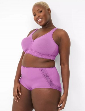 Lane Bryant Cotton Full With Lace Back Slip Donna Viola | UPJ9972HL