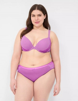 Lane Bryant Cotton With Lace-Trim Mutandine Hipster Donna Viola | HBW4343LD