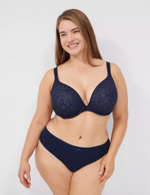 Lane Bryant Cotton With Lace Waist Mutandine Perizoma Donna Blu | TDN3311OA