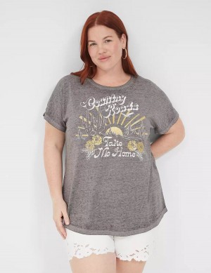 Lane Bryant Country Roads Take Me Home Graphic Tee Magliette Donna Grigie | YNN8940QD