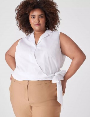 Lane Bryant Crop Sleeveless Full-Wrap Top Magliette Donna Bianche | VBQ4934UY