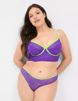 Lane Bryant Crush Flower Lace Dipped Tanga Slip Donna Viola | GPO6762HF