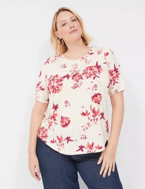 Lane Bryant Curved-Hem Perfect Sleeve Tee Magliette Donna Rosa | GGO7198HG