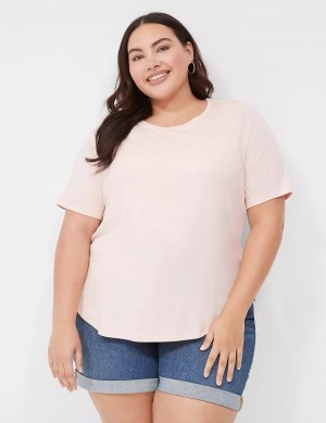 Lane Bryant Curved-Hem Perfect Sleeve Tee Magliette Donna Rosa | ZEB2699FN