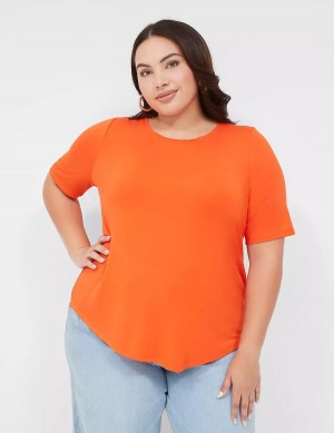 Lane Bryant Curved-Hem Perfect Sleeve Tee Magliette Donna Rosse Chiaro | YHQ3563IH