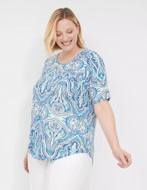 Lane Bryant Curved-Hem Perfect Sleeve Tee Magliette Donna Blu | QTT4224RL