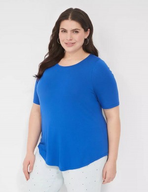 Lane Bryant Curved-Hem Perfect Sleeve Tee Magliette Donna Blu | DQT263QD