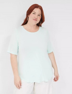 Lane Bryant Curved-Hem Perfect Sleeve Tee Magliette Donna Verdi Chiaro | DWY924MA