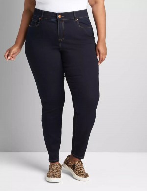 Lane Bryant Curvy Fit High-Rise Sateen Skinny Jeans Donna Blu Scuro | GLX542HC