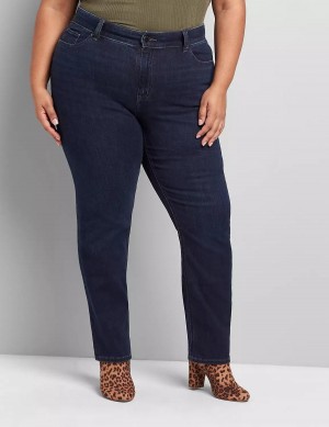 Lane Bryant Curvy Fit High-Rise Straight Jeans Donna Blu Scuro | LVE4666ZO