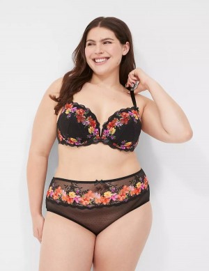 Lane Bryant Digital Print Lace Lightly Lined V-Wire Bralette Donna Nere | MMS5832WO