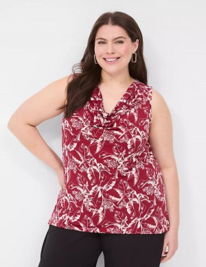 Lane Bryant Drape-Neck Shell Magliette Donna Bordeaux | UVP384HP