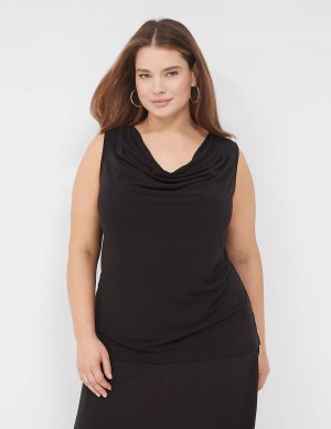 Lane Bryant Drape-Neck Shell Magliette Donna Nere | YOC1866BI