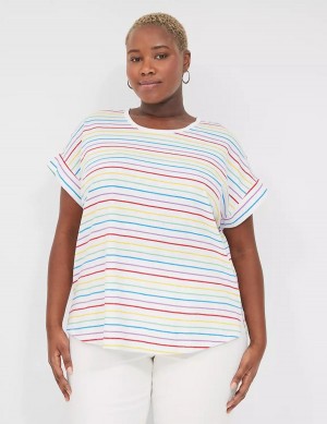 Lane Bryant Easy Roll-Sleeve Tee Magliette Donna Strisce | VXF9618JF