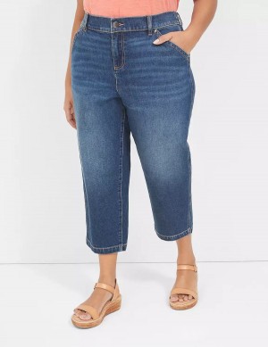 Lane Bryant Elastic Back-Waist Boyfriend Capri Jeans Donna Blu Scuro | MSP102PW