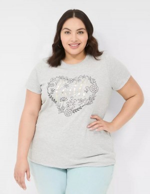 Lane Bryant Faith Graphic Tee Canotta Donna Grigie | XNO7120HG