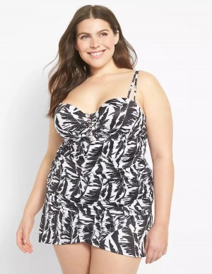 Lane Bryant Faux-Wrap Swim Gonne Donna Bianche Nere | IPT3616BE