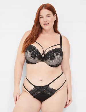 Lane Bryant Fishnet Lace Max Boost Plunge Bralette Donna Nere | TMC7372HQ