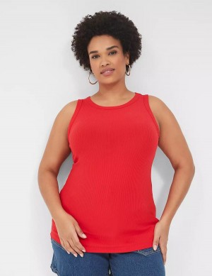 Lane Bryant Fitted High-Neck Rib Canotta Donna Rosse | JYX5066YD