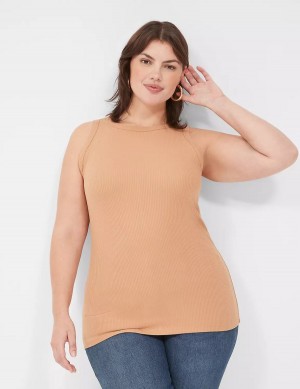 Lane Bryant Fitted High-Neck Rib Canotta Donna Marroni | GFO6225RN