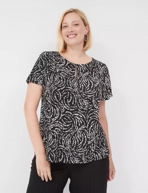 Lane Bryant Flutter-Sleeve Keyhole-Front Top Magliette Donna Nere | MLE7866UR