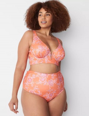 Lane Bryant Foldover-Waist High-Leg Swim Slip Donna Rosa | REB6739UX