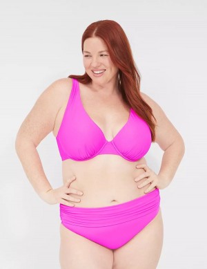 Lane Bryant Foldover-Waist Swim Slip Donna Rosa | GCR7879TR