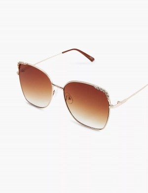 Lane Bryant Goldtone & Bling Butterfly Aviator Occhiali da Sole Donna Oro | OPK2759SV