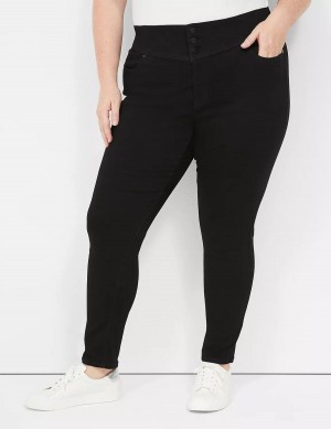 Lane Bryant High-Rise Sateen 3-Button Jeggings Donna Nere | MMR4048ZM