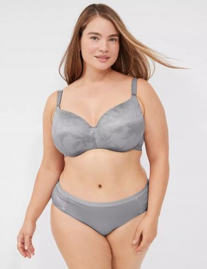 Lane Bryant Invisible Lace Backsmoother Lightly Lined Reggiseno A Balconcino Donna Grigie | RRP430VR