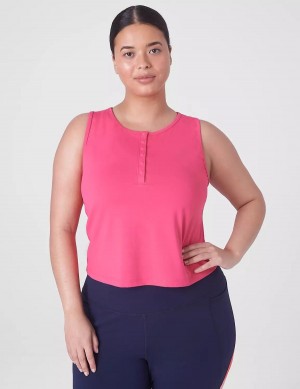 Lane Bryant LIVI Crop Snap-Up Wicking Canotta Donna Fucsia Rosa | ZZX4449OX