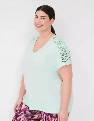 Lane Bryant LIVI French Terry Macrame Felpe Donna Verdi | WRQ4189UX