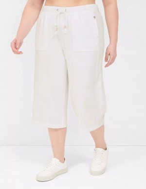 Lane Bryant LIVI French Terry Relaxed Straight Capri Pantaloni Donna Bianche | CIJ6255QR