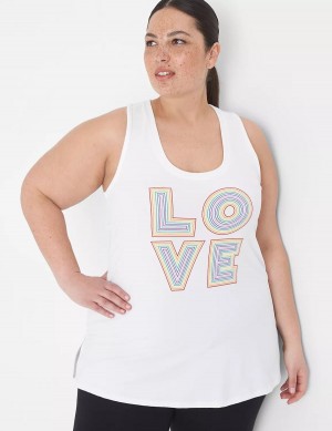 Lane Bryant LIVI Pride Racerback Canotta Donna Bianche | QBO9043MU