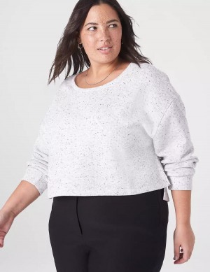 Lane Bryant LIVI Quilted Cropped Felpe Donna Bianche Rosa | QDG226WU