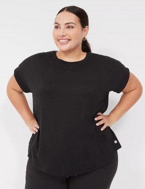 Lane Bryant LIVI Soft Crew-Neck Recycled Tee Magliette Donna Nere | FDZ392GI