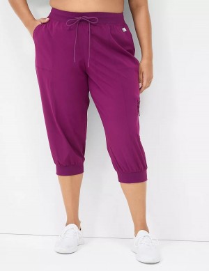 Lane Bryant LIVI Stretch Woven Capri Pantaloni Jogger Donna Viola Scuro | RCH8497AF