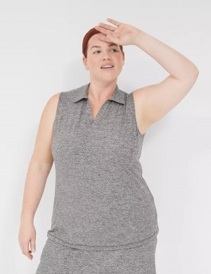 Lane Bryant LIVI V-Neck Recycled LIVI Soft Polo Canotta Donna Nere Bianche | JIJ915NH